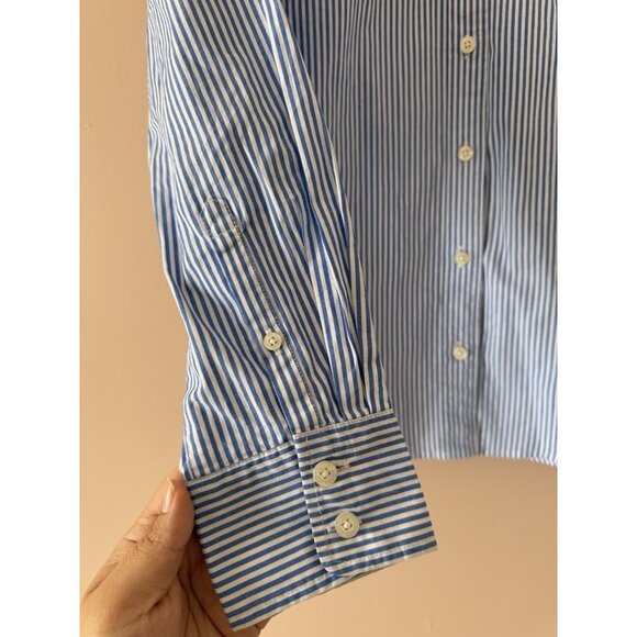 J . Crew Cotton Poplin Button Up Signature Fit Shirt Preppy Nautical Modest M - Picture 6 of 10
